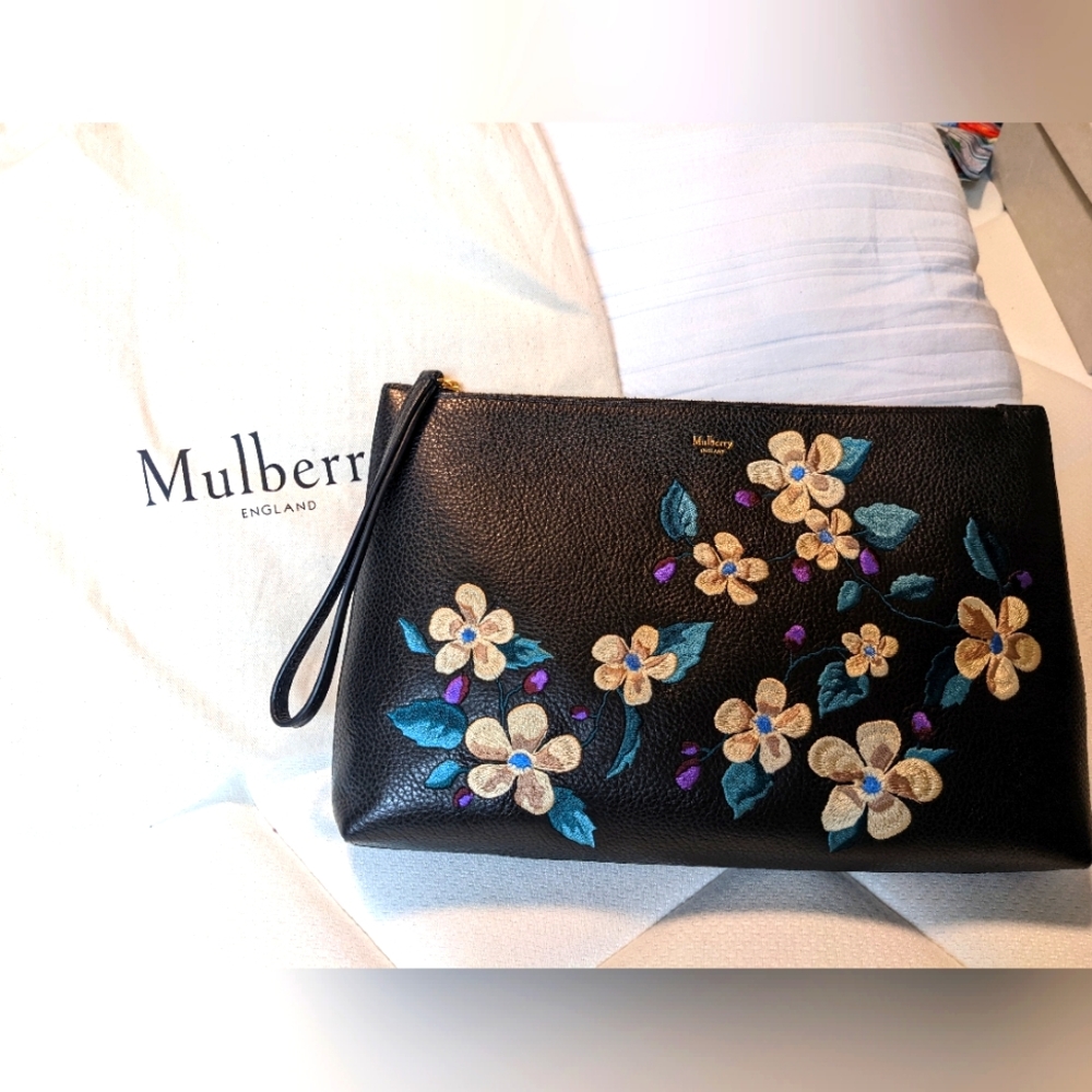Limited edition Mulberry clutch with embroidered flowers